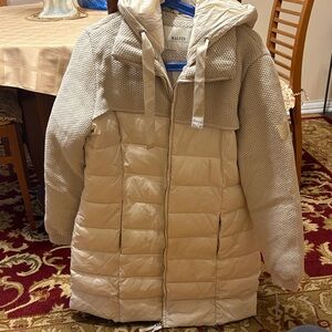 Women's Beige Hooded Jacket with double lined removable hood